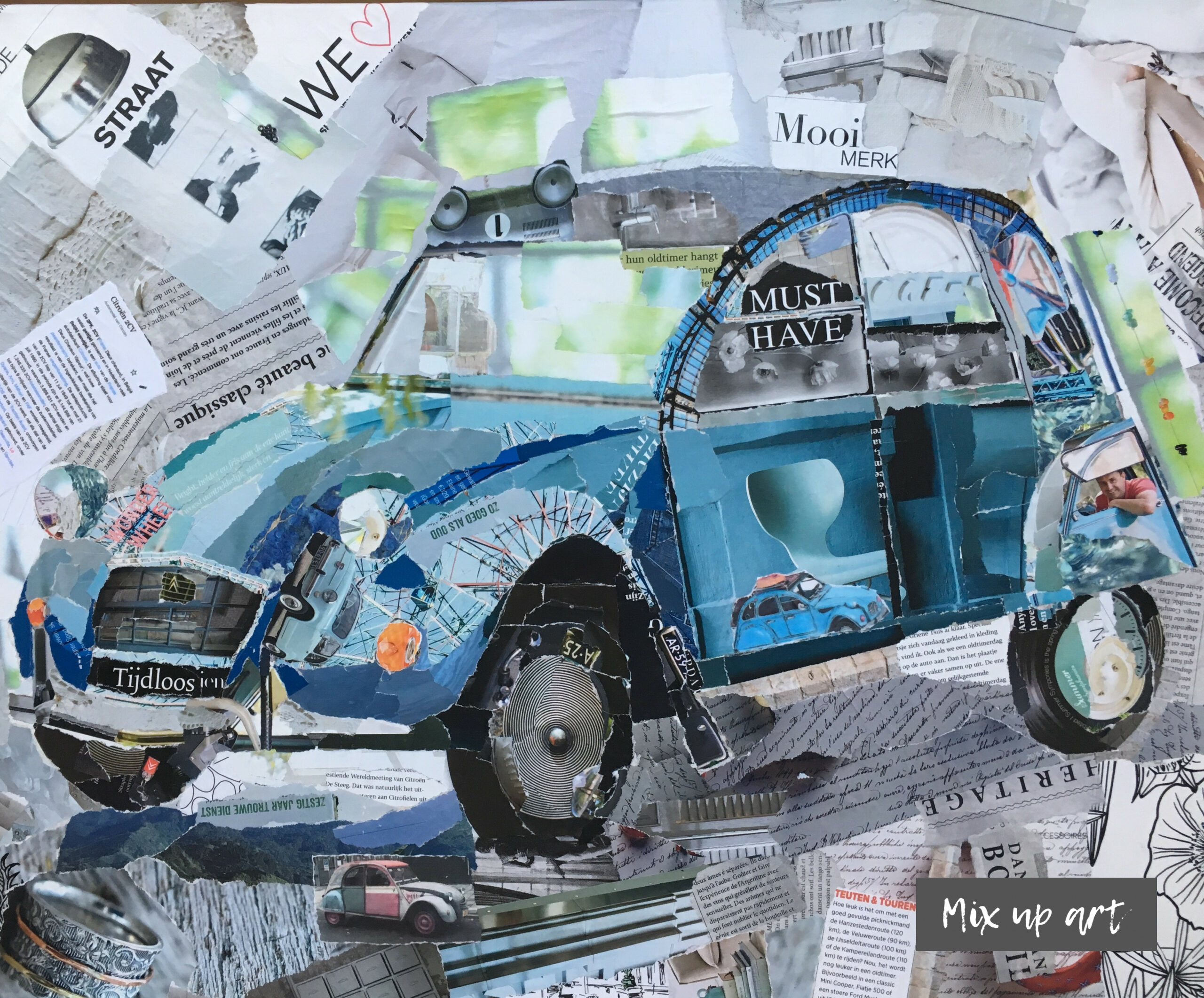 Deux chevaux Deux chevaux - Verkocht - Collage (50 x 60)