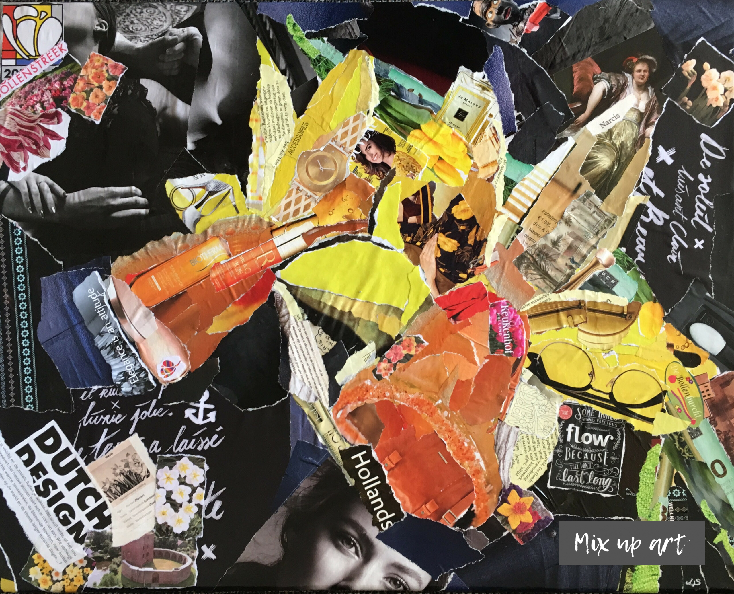 Narcis Narcis - €400,- / Collage op doek (40 x 50)
