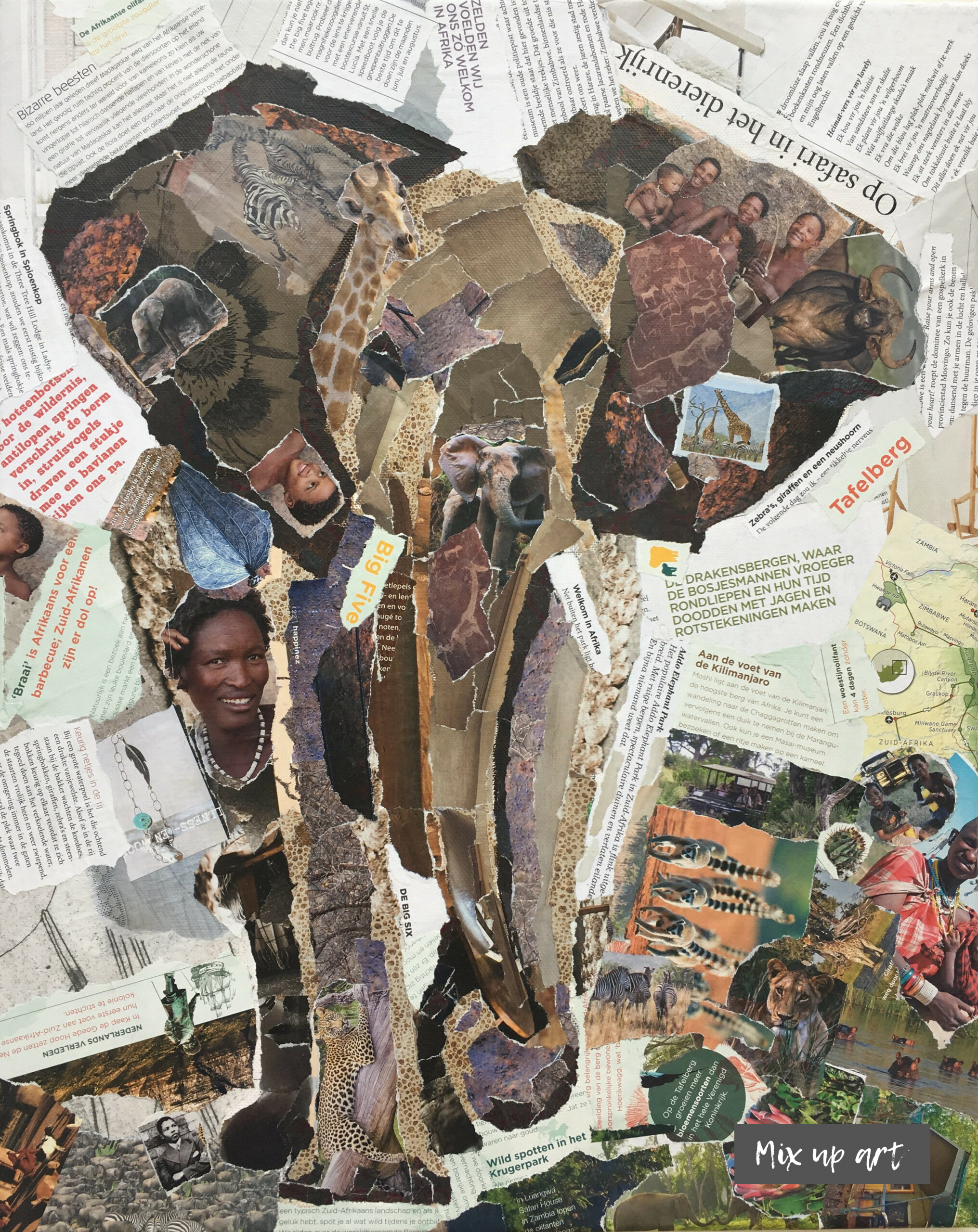 Olifant Olifant - Collage (40 x 50) - Verkocht