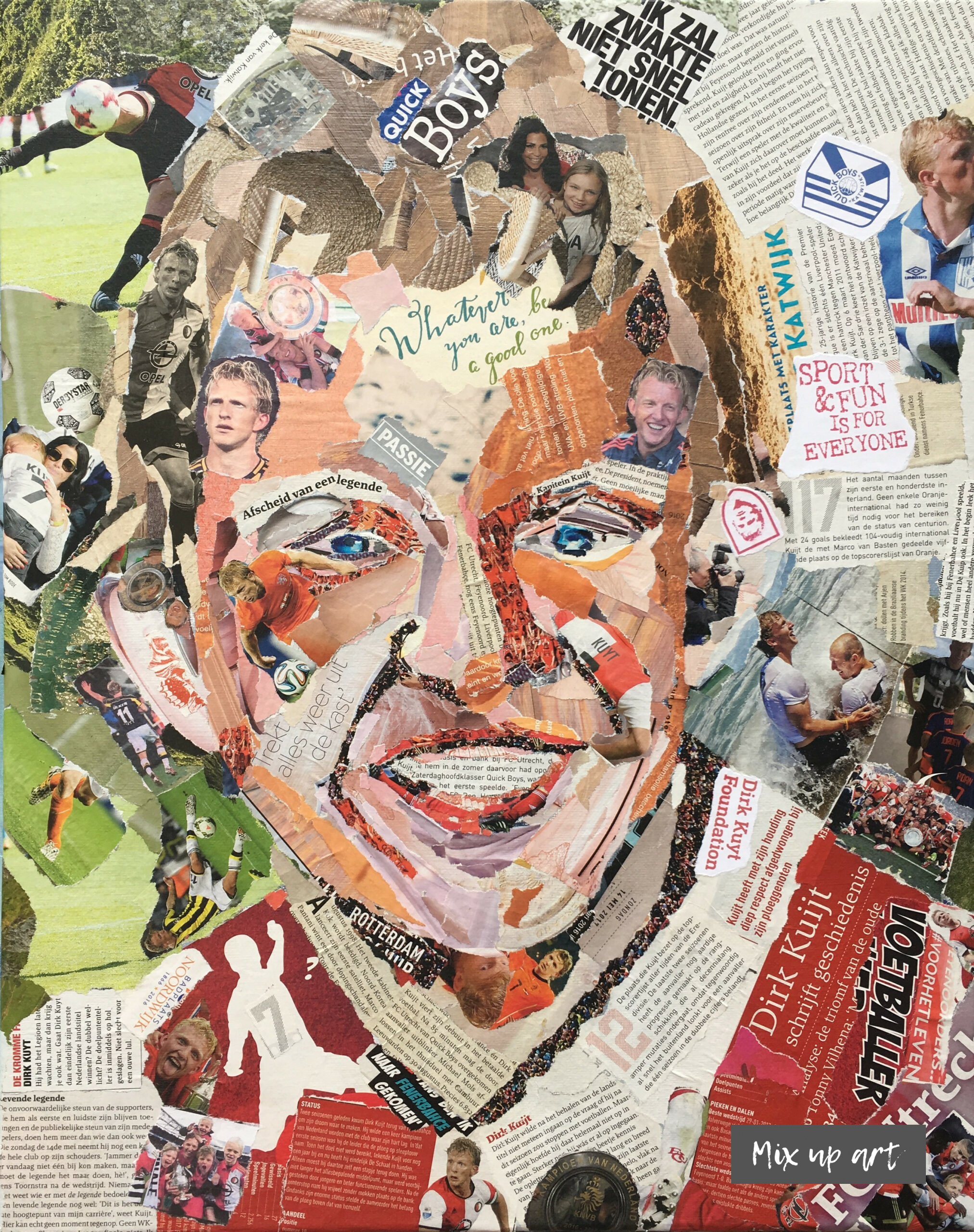 Dirk Kuyt Afscheid van een legende- Verkocht- Collage op canvas 40 x 50