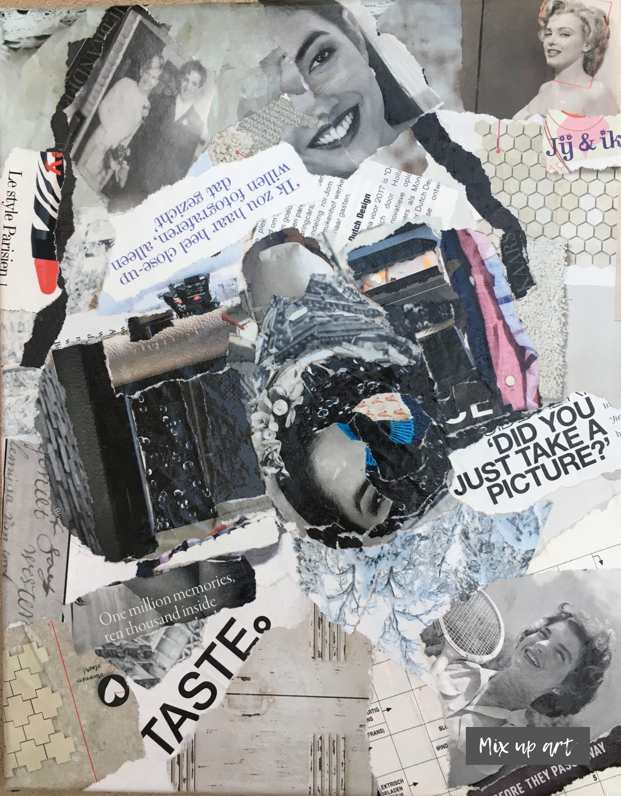 Did you just take a picture? "Did you just take a picture?"- Verkocht Collage op canvas 24 x 30