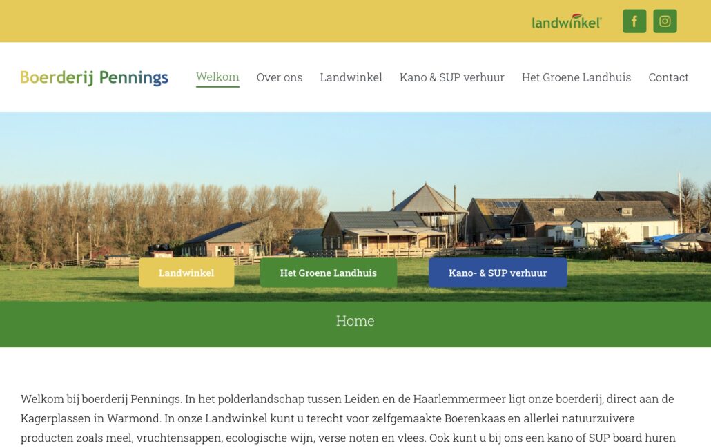 Website Zuivelboerderij Pennings