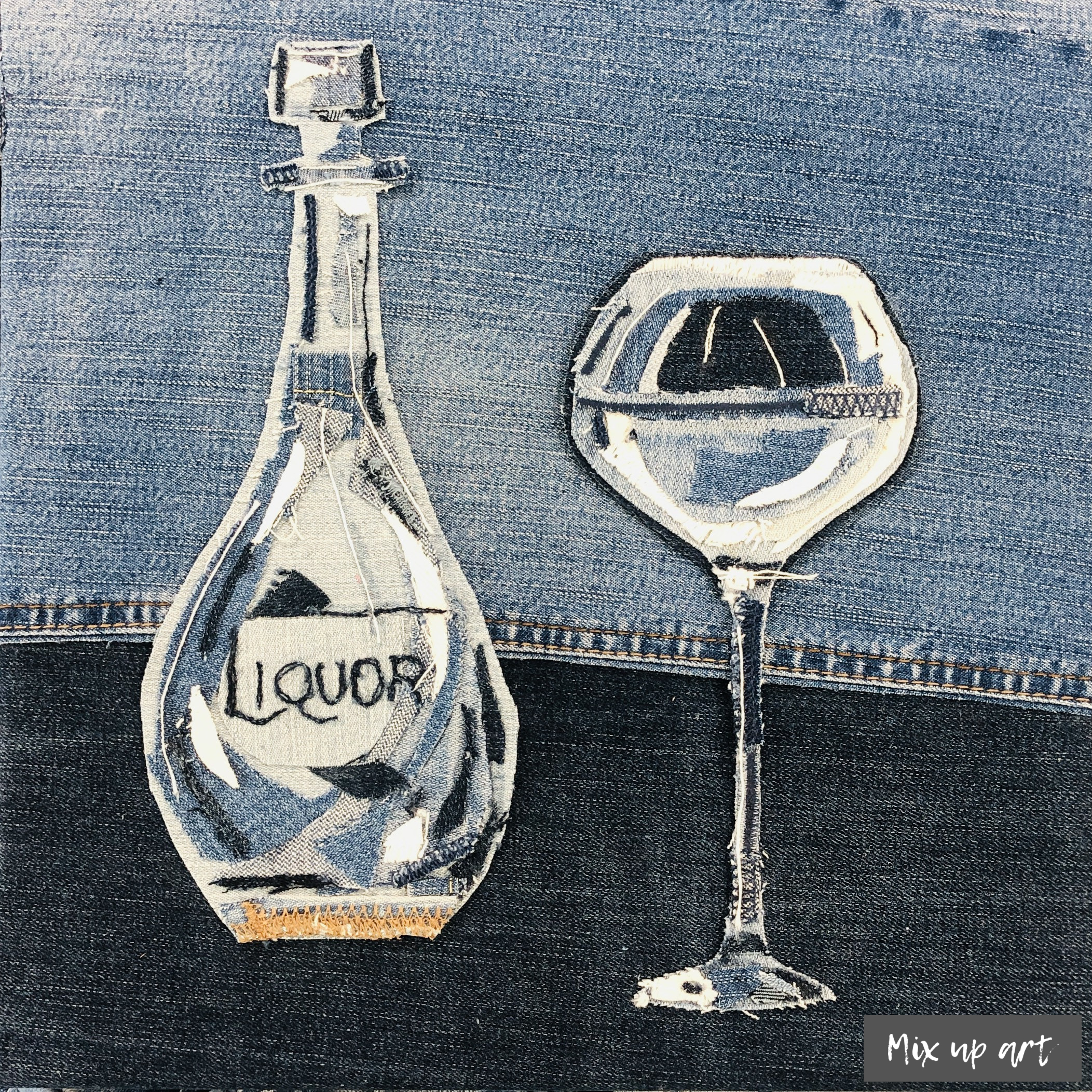 Liquor Liquor - € 225,- Collage denim (30 x 30)