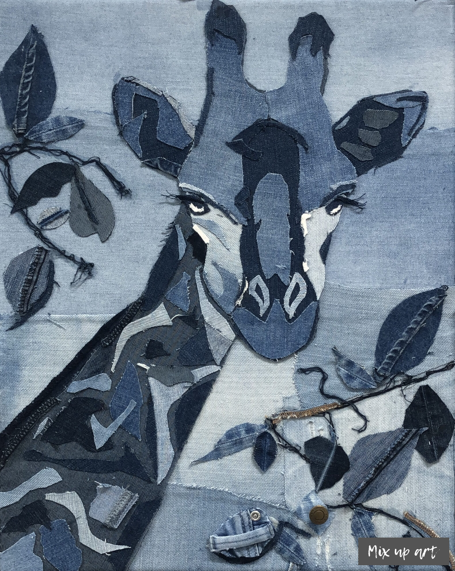 Giraf Giraf - € 500,- Collage denim (40 x 50)