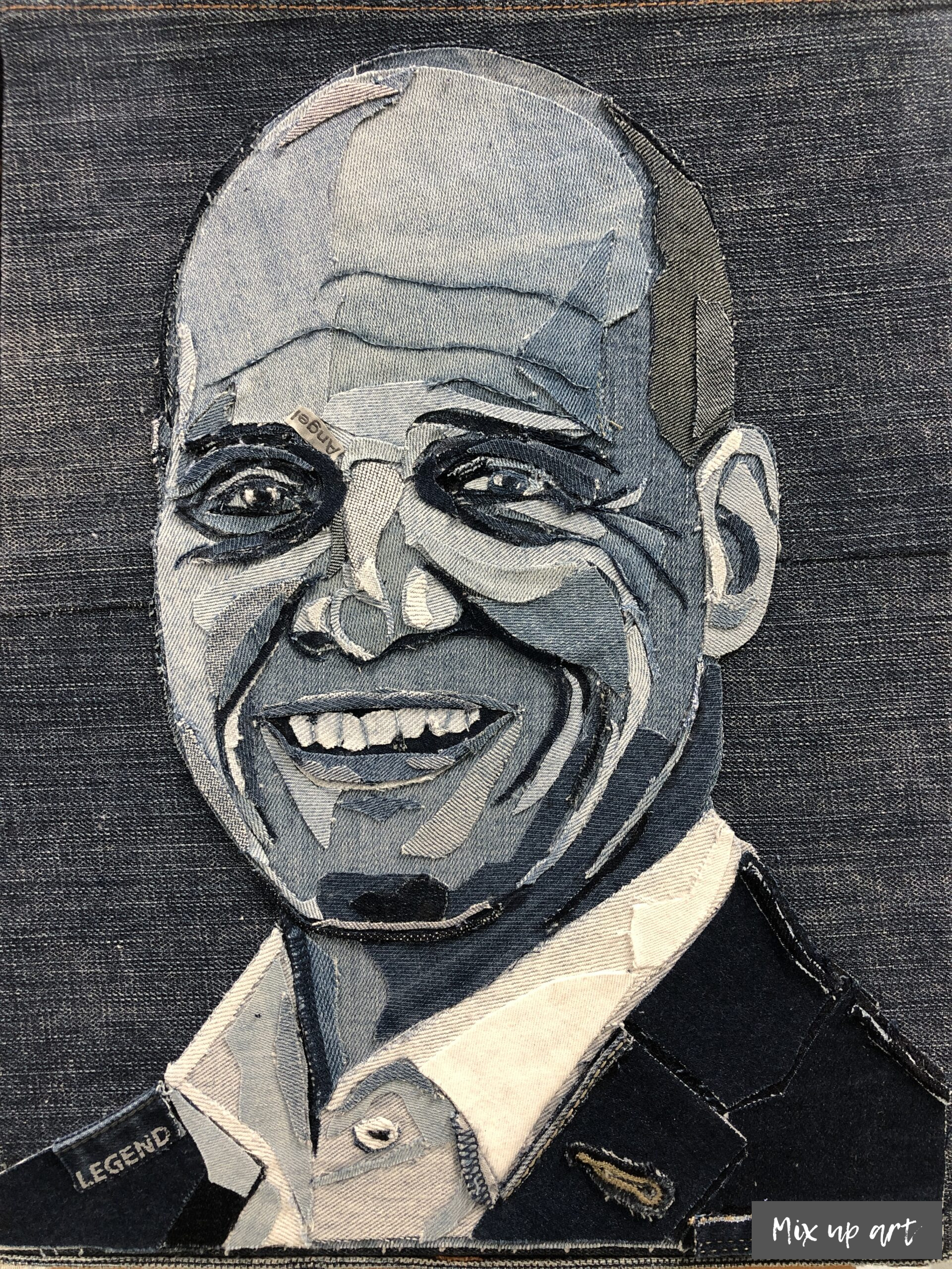 Raymond Raymond - In opdracht - Collage denim (30 x 40 x 4)