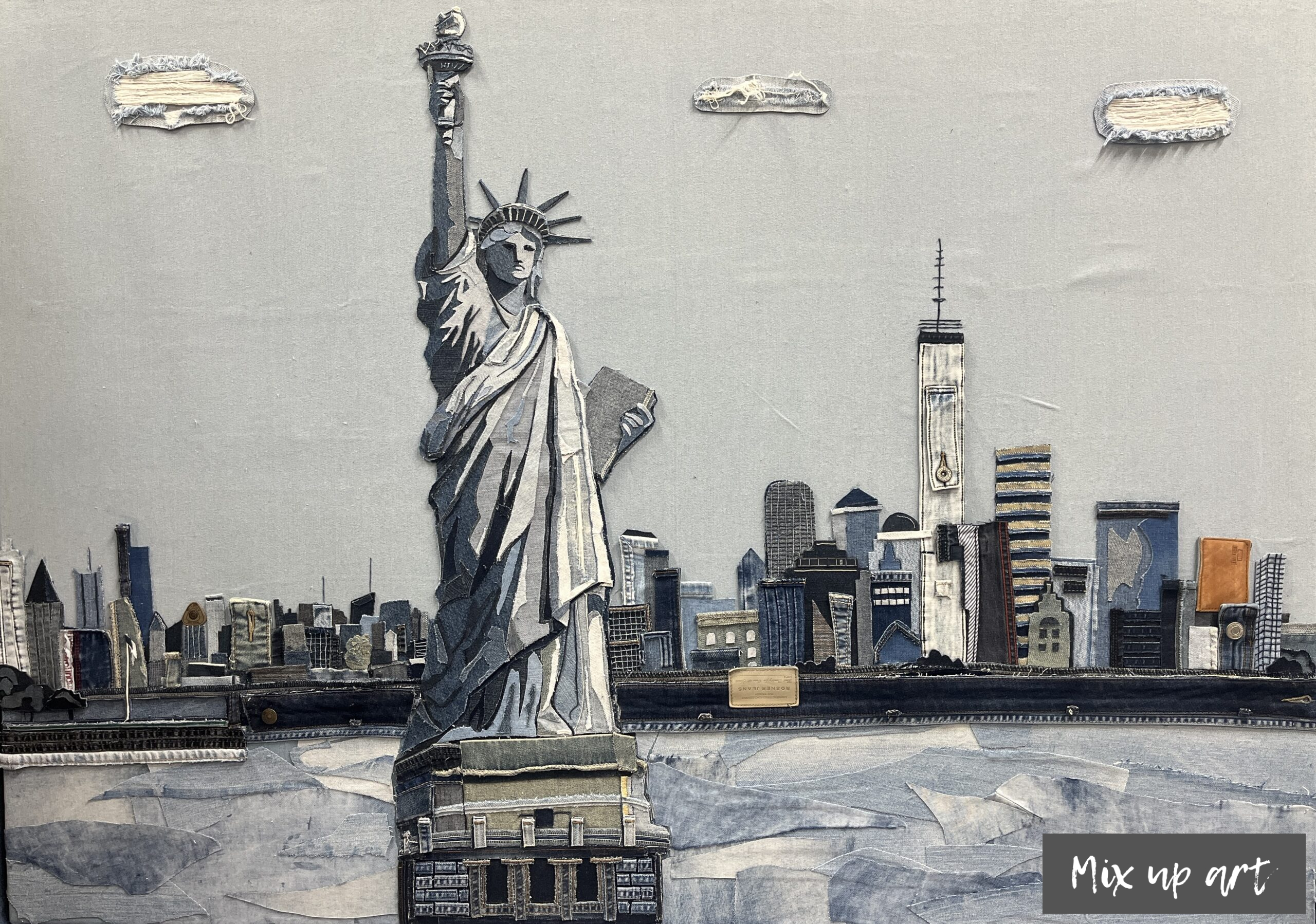 New York New York - € 1250,- Collage denim (140 x 100)